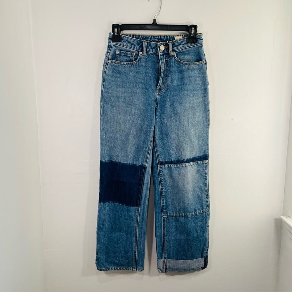 Rebecca Taylor La Vie High Rise Patchwork Straight Leg Denim Jeans 24